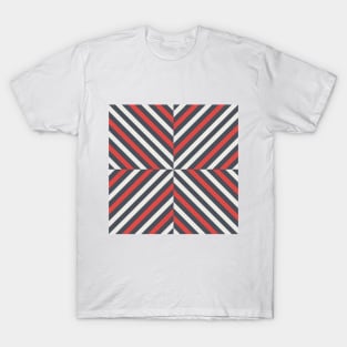 Diagonal black white and red stripes T-Shirt